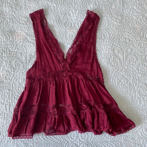 Free People Tops - Lace Intimately Free People Maroon Top